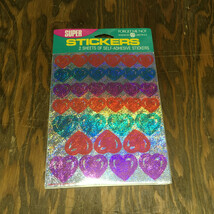 Vintage heart stickers super stickers in sealed package red purple blue  - $365.13 MXN
