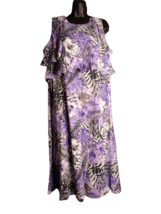 D &amp; Co. Denim &amp; Company Tiered Floral Maxi Dress Purple White Womens Siz... - £14.03 GBP