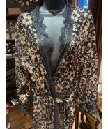 Vintage Noir Or Dentelle Kimono Robe Paréo Plage - £45.89 GBP