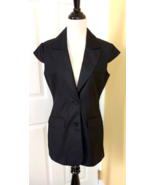 GESTUZ Lightweight Black Waistcoat Vest Jacket w/ Cap Sleeves (40 / US 8... - $33.37 CAD