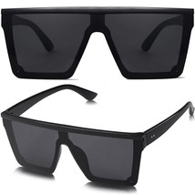 Men Women Sunglasses Fashion Oversize Flat Rimless Lens Square Big Shield Large - $29.22