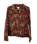 Christopher &amp; Banks Corduroy Jacket Women’s M 100% Cotton Red Green Used - $332.04 MXN