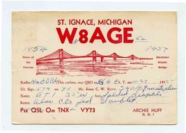QSL Card W8AGE St Ignace Michigan 1955 - £10.95 GBP