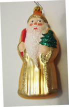 Christmas Ornament Victorian Santa Claus Gold Glitter - £3.97 GBP