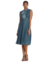 New Lauren Ralph Lauren Blue Velvet Fit And Flare Midi Dress Size 18 $195 - £70.91 GBP