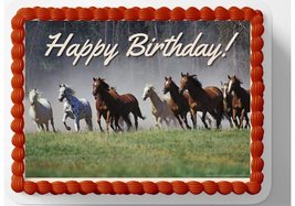 Wild Horses Edible Image Edible Cake Topper Frosting Sheet Icing Paper Cake Deco - £12.17 GBP