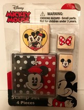 Disney Mickey &amp; Minnie Mouse Kid&#39;s Stamping Set ~ 3 Stamps plus Ink Pad NEW - $2.92