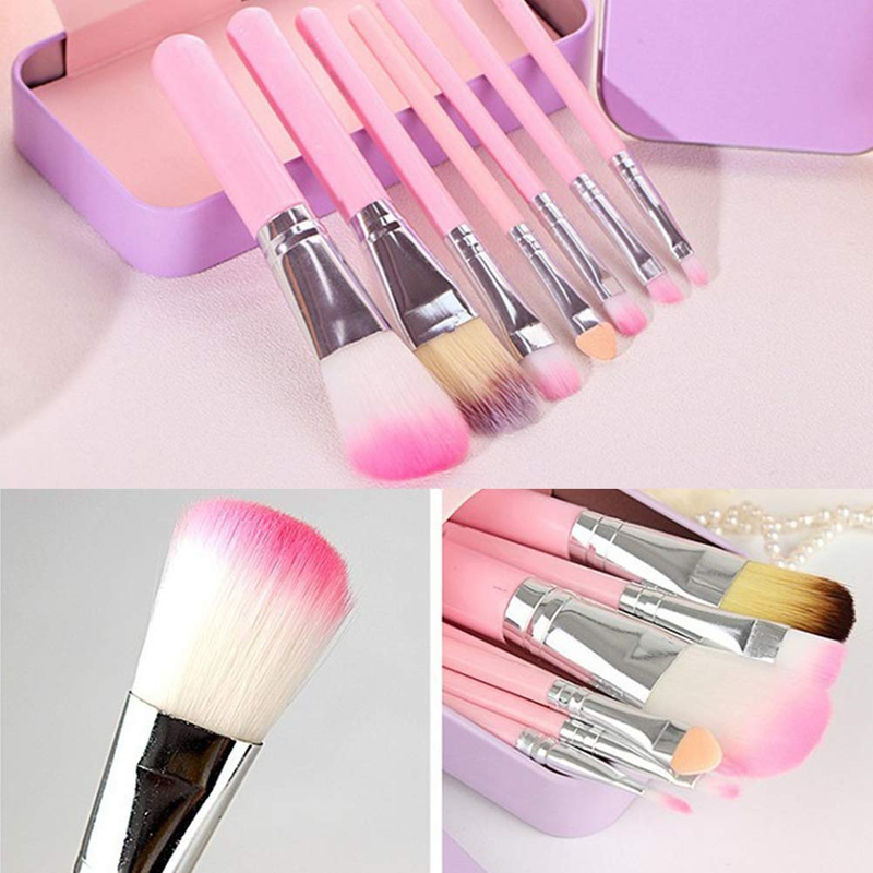 Pimoys Children Makeup Brushes, 7Pcs Makeup Brush Set Foundation Eyebrow Eyeline Item image 4