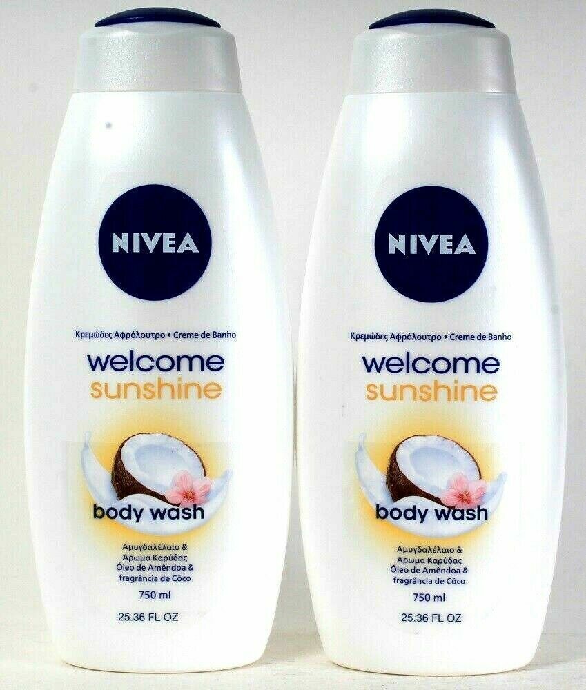 Primary image for (2 Bottles) Nivea Welcome Sunshine Almond Oil & Coconut Scent Body Wash 25.36 Oz