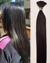 18″, 20″, 22″ 100g, 100% Human V-light Bulk Hair Extensions # 1B Off Black - £85.18 GBP+