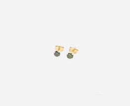 0.14ctw Round Fancy Green Diamond Basket Push Back Stud Earrings 14K Yel... - $69.29