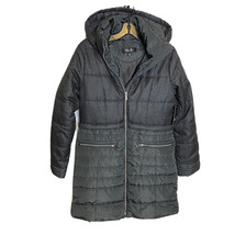 New MO-KA Mixed-Media Hooded Puffer Jacket Small Womens Gray Winter Oute... - $518.77 MXN