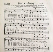 1883 Gospel Hymn Thou Art Coming Sheet Music Victorian Religious ADBN1iii - $14.99