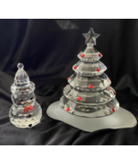 Faceted Crystal Christmas Tree and Snowman Xmas Table Decoration Glass F... - £19.74 GBP