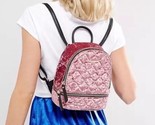 ALDO Adroiana Mini Pink Crushed Velvet Diamond Quilted Backpack Zipper Bag - £15.41 GBP