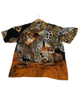 Vtg Leopard Cheetah Tiger Animal Print Wrinkle-free Hawaiian Camp Shirt ... - $2,183.78 MXN