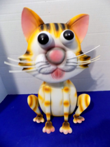 New Metal Cat Kitty  Bobble Head Wobble Statue Sculpture Art Tiger - $37.04