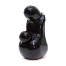 Vintage Modern Abstract Black Stone Sculpture Mother And Child 5&quot; height - £15.76 GBP