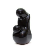 Vintage Modern Abstract Black Stone Sculpture Mother And Child 5&quot; height - £15.48 GBP