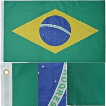 3x5 Ft BRAZIL Flag Deluxe Embroidered Nylon Brazilian Country Flag - £43.48 GBP