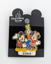 DISNEY WDW Mickey Mouse Minnie Mouse Goofy Name Pin Personalized Bianca - £14.17 GBP