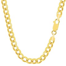 14 Karat Yellow Gold Light Curb Cuban Necklace 4.5 mm (Length: 18&quot;- 24&quot;) - £362.10 GBP