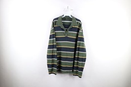Vintage Gap Mens 2XL Faded Striped Color Block Knit Long Sleeve Rugby Polo Shirt - £35.05 GBP