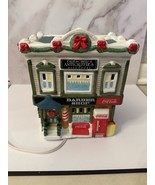 Coca Cola Town Square Collection Book Store Barber Shop Lighted Christmas - $370.97 MXN