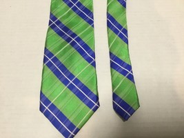 Tommy Hilfiger Green/Blue Diagonal Stripped Tie 100% silk - £7.74 GBP