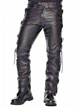 Mens 501  leather leder biker motorcycle jeans side lacing pants bluf 11... - €94,68 EUR