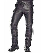 Mens 501  leather leder biker motorcycle jeans side lacing pants bluf 11... - $119.49+