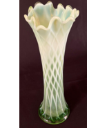 Vintage Jefferson Glass Green Opalescent Diamond Lattice Swung Art Glass... - £27.51 GBP