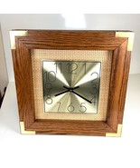 Vtg MCM Linden Wall Clock Quartz Wood Brass Square 13.5 X 13.5” TESTED - $832.85 MXN