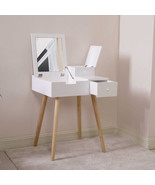 Wooden Vanity Desk Flip-top Dressing Mirror Writing table Computer Desk,... - £163.40 GBP