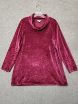 Pure J Jill Top Womens Medium Burgundy Velvet Pullover Cowl Neck Velour Tunic - £19.36 GBP