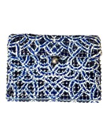 Antique Art Deco 1920s Enameled Mesh Cobalt Blue &amp; White Mini Evening Purse - $101.25 CAD