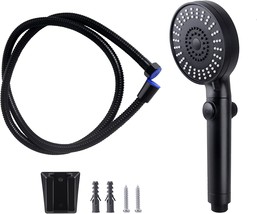 Oymov Shower Head W/Hose - Multifunction Handheld Shower Head Replacement, Black - £26.57 GBP
