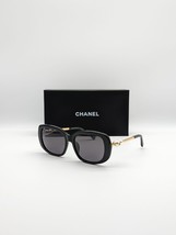 Brand New CHANEL CH5427-H Pearl Sunglasses – Black &amp; Gold Frame with Gra... - $269.50