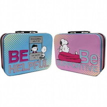 Peanuts Characters Be Helpful, Be Supportive Mini Tin Tote Lunchbox, NEW UNUSED - $8.79