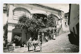 Street Scene Taxco Mexico Postcard Buildings on Hillside Boy on Saddled Donkey  - £14.01 GBP
