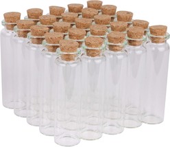 20Ml Small Glass Bottles,Tiny Glass Vials,Jars With Cork Stoppers,Message, 24Pcs - £24.29 GBP