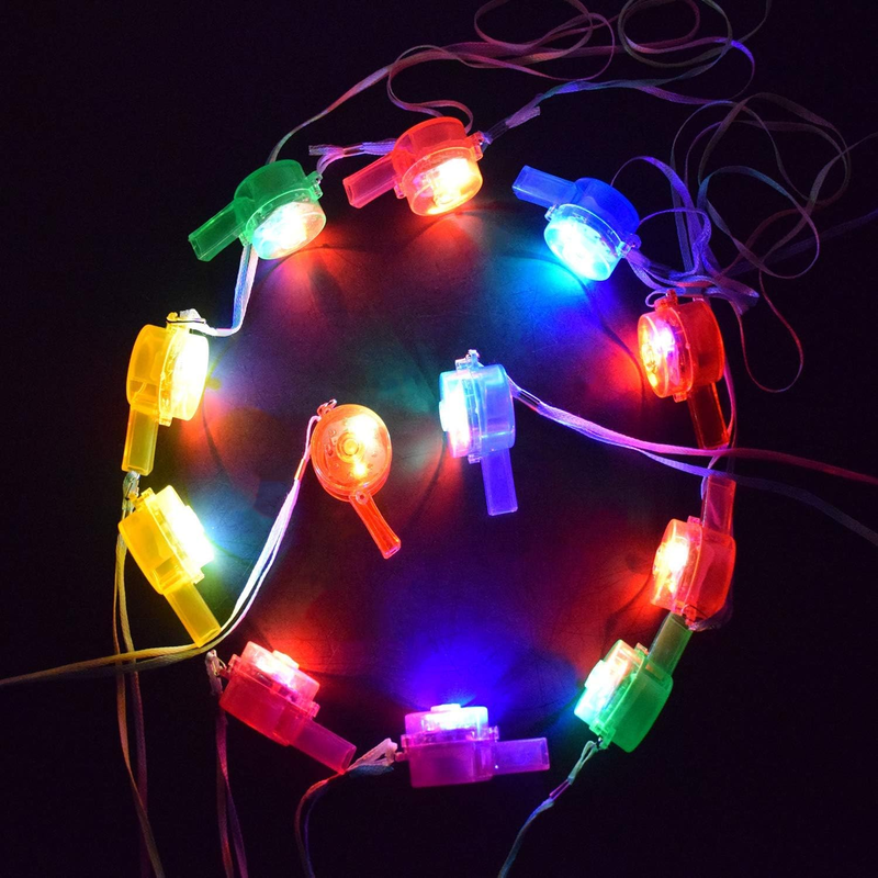 M.Best 12 Pack LED Light up Glow Whistles with Lanyard Necklace Glow in the Dark Item image 2