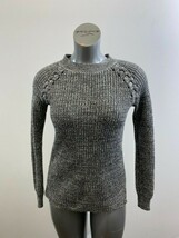 SO Women&#39;s Ribbed Knit Sweater Size Medium Gray Long Sleeve Acrylic Pull... - $150.53 MXN