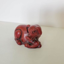 Pig Figurine, Cinnabar, Red Resin Animal Statue, Chinese Zodiac Year of the Pig image 2