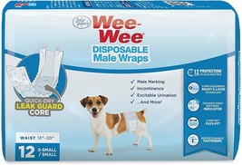 Four Paws Wee Wee Disposable Male Dog Wraps X-Small/Small - 12 count - £14.92 GBP