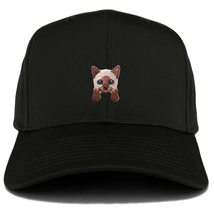 Trendy Apparel Shop Siamese Cat Kitten Patch Structured Baseball Cap - Black - £14.42 GBP