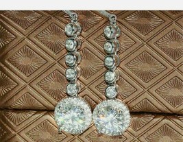 4.50Ct Round Cut Sparkle Moissanite Drop &amp; Dangle Earrings 18K White Gol... - £94.34 GBP