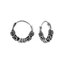 925 Sterling Silver 12 mm Spiral Wrap Bali Hoop Earrings - £11.29 GBP