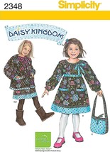 Simplicity Sewing Pattern 2348 DAISY KINGDOM Dress Jacket Bag Girls Size 5-8 - £7.75 GBP