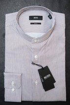 Hugo Boss Herren Jordi Slim Fit Stehkragen Gestreiftes Baumwollhemd 38 15 - $64.10